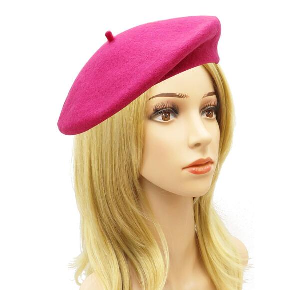 7493 Wool French Beret Hat For Women, Rose